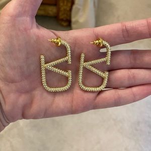 Valentino gold V-Logo crystal earrings